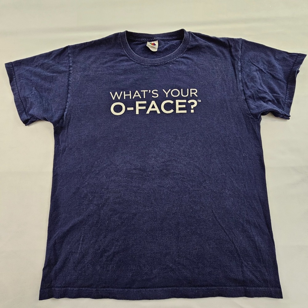 Three-O‎ Vodka What's Your O Face Blue Short Sleeve Cotton T-Shirt Men's L